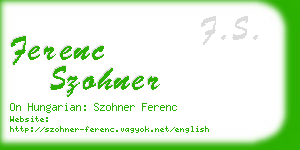 ferenc szohner business card